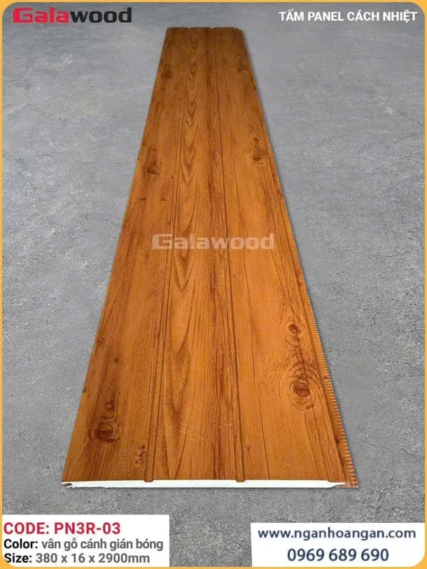Tấm Panel Ốp Tường Cách Nhiệt Galawood PN3R-03 Vân Gỗ Cánh Gián Tại Quận 12 TPHCM