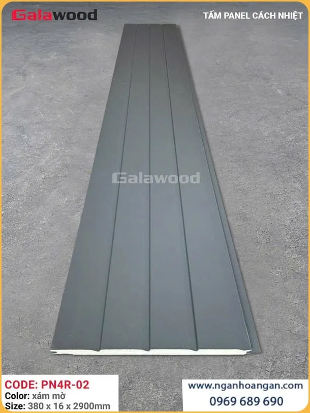 Tấm Panel Ốp Tường Ngoài Trời Galawood PN4R-02 Xám Mờ