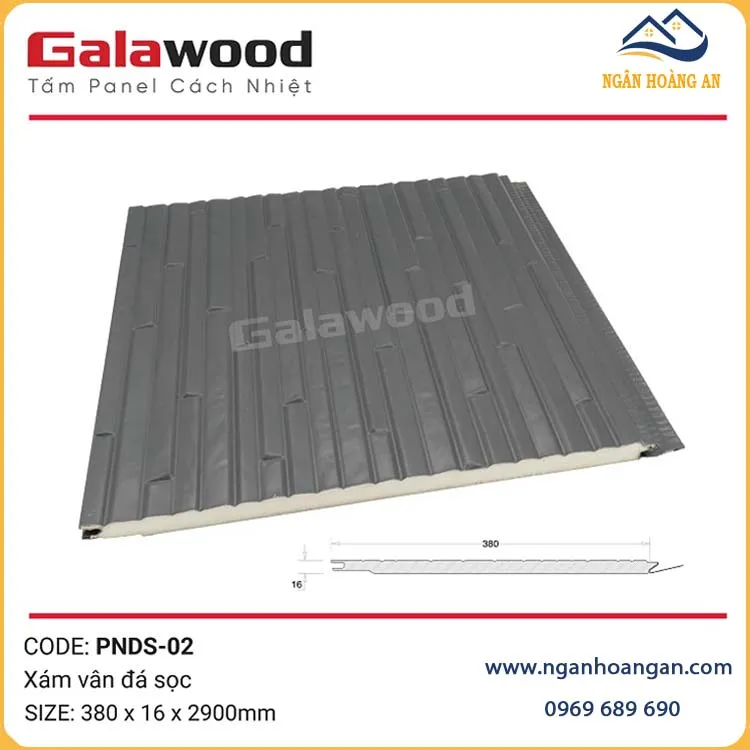Tấm Panel Tôn Xốp Galawood PNDS-02 Vân Đá Sọc Xám Tấm Panel Tôn Xốp Galawood PNDS-02 Vân Đá Sọc Xám