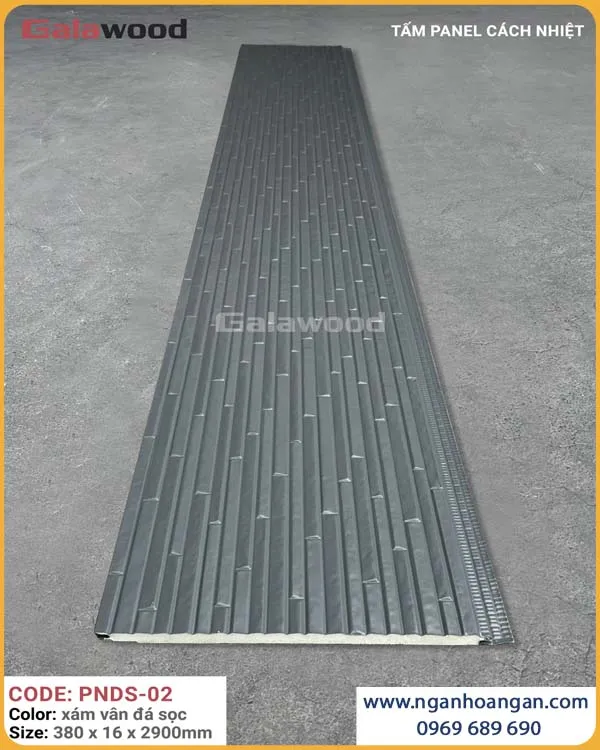 Tấm Panel Tôn Xốp Galawood PNDS-02 Vân Đá Sọc Xám Tấm Panel Tôn Xốp Galawood PNDS-02 Vân Đá Sọc Xám