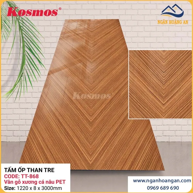 Ưu Điểm Của Tấm Ốp Than Tre Vân Gỗ Xương Cá Nâu Kosmos TT-868