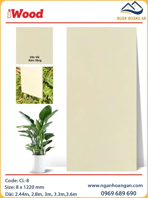 Tấm Than Tre Đa Năng Ốp Trần Vân Vải Xám Vàng iWood CL-8