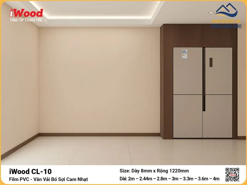 Tấm Than Tre iWood CL-10 Vân Vải Bố Cam Nhạt Ốp Tường Nhà Ở