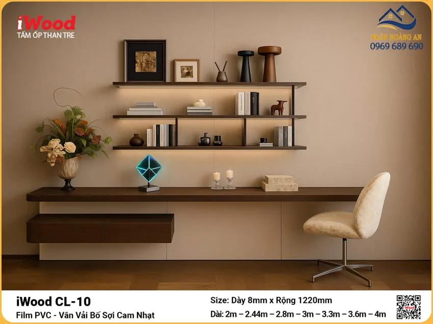 Tấm Than Tre iWood CL-10 Vân Vải Bố Cắt Theo Kích Thước