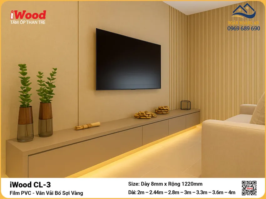 Tấm Than Tre iWood CL-3 Vân Vải Bố Cắt Theo Kích Thước