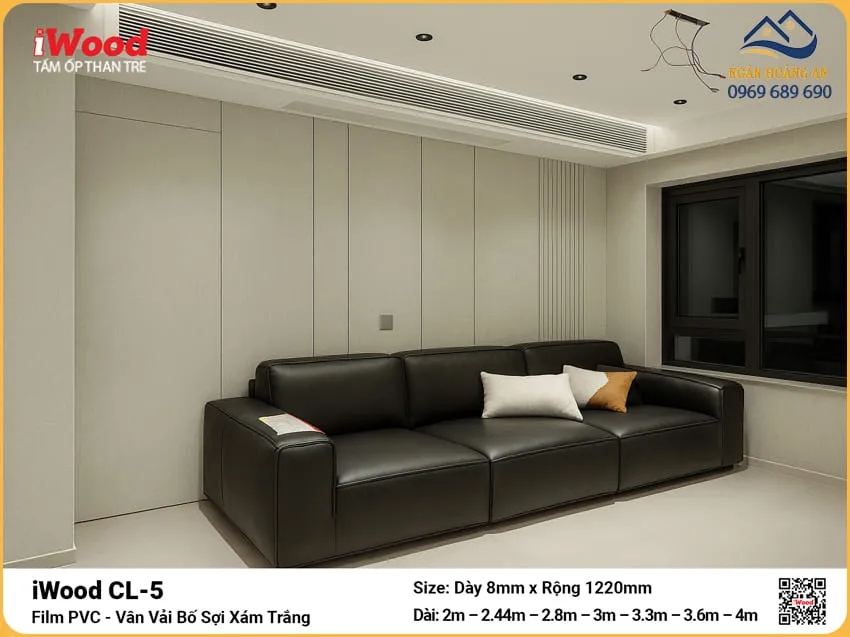 Tấm Than Tre iWood CL-5 Vân Vải Xám Trắng Độ Dày Đa Dạng Tấm Than Tre iWood CL-5 Vân Vải Xám Trắng Độ Dày Đa Dạng