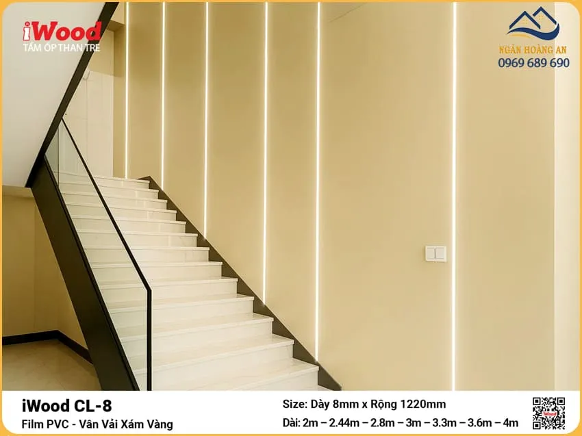 Tấm Than Tre iWood CL-8 Vân Vải Trang Trí Nhà Ở Hiện Đại