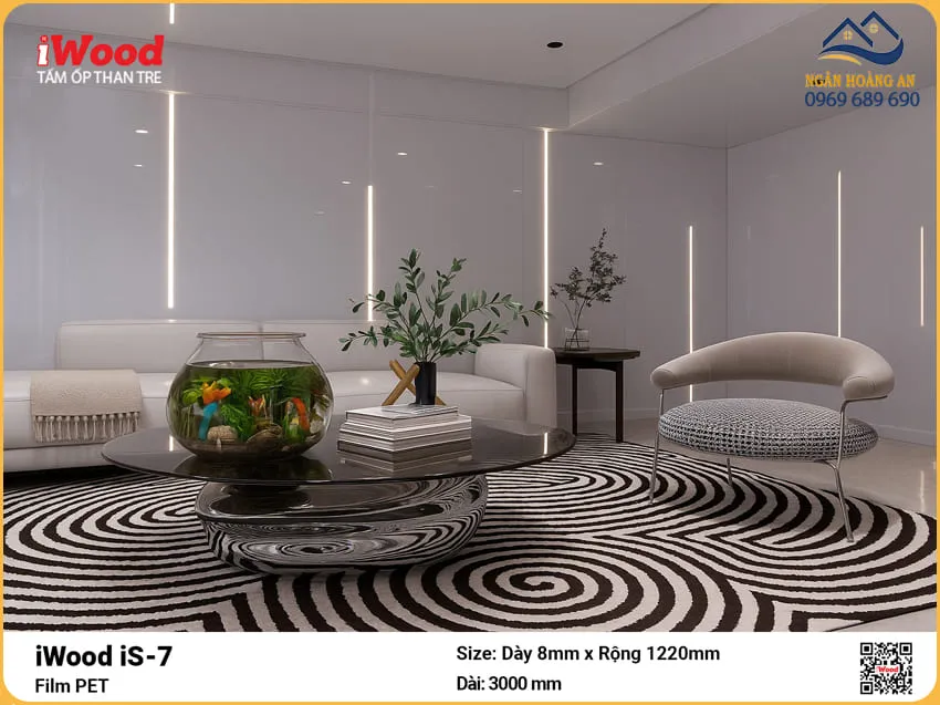 Tấm Than Tre iWood iS-7 Phủ PET Ốp Phòng Khách