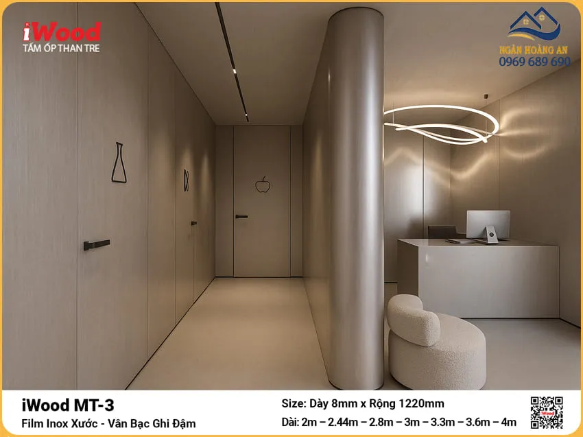 Tấm Than Tre iWood MT-3 Bạc Ghi Đậm Ốp Phòng Làm Việc