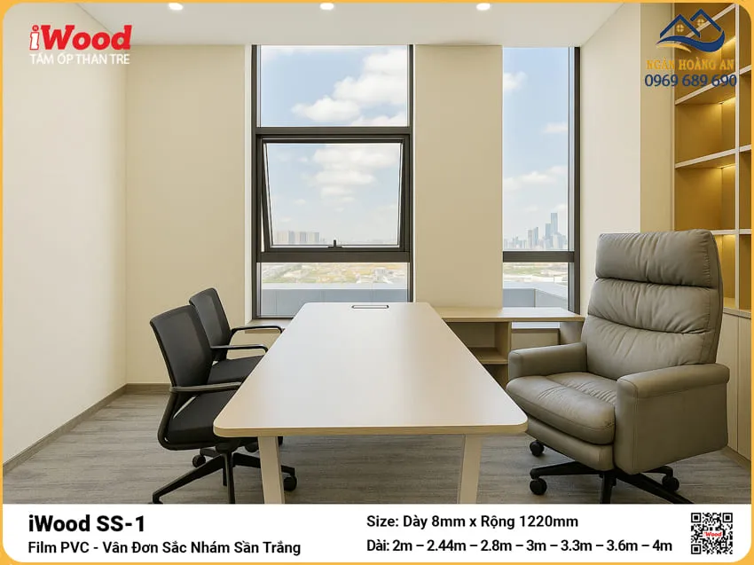 Tấm Than Tre iWood SS-1 Đơn Sắc Trắng Cắt Theo Yêu Cầu