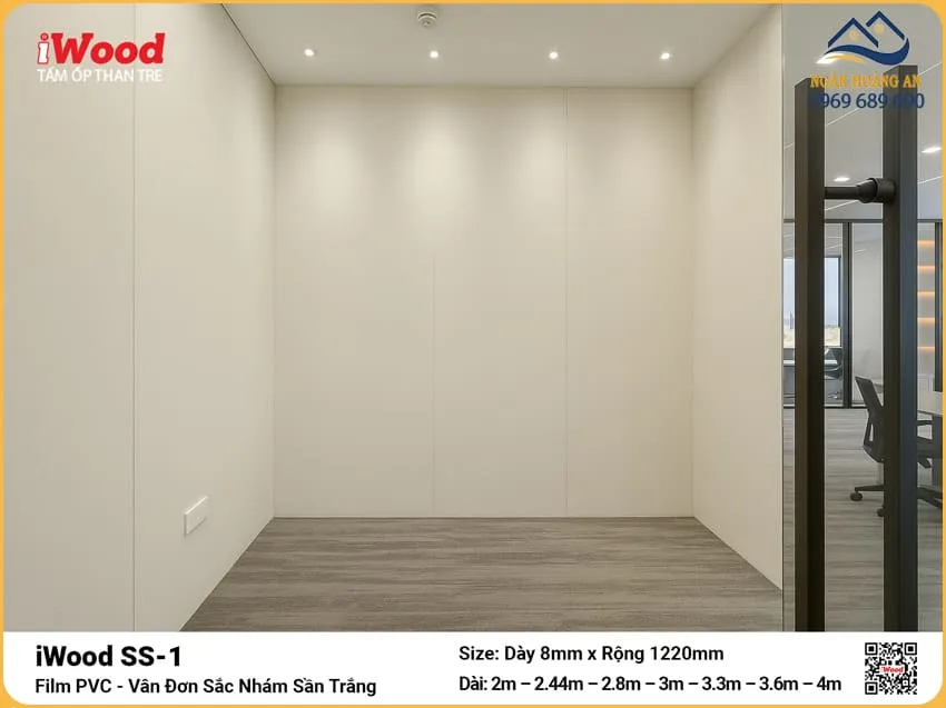 Tấm Than Tre iWood SS-1 Nhám Sần Trắng Ốp Tường