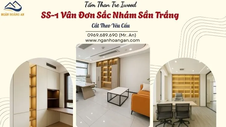 Tấm Than Tre Iwood SS-1 Vân Đơn Sắc Nhám Sần Trắng Cắt Theo Yêu Cầu
