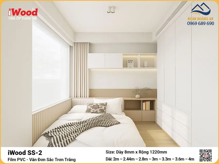 Tấm Than Tre iWood SS-2 Đơn Sắc Trắng Dày Đa Dạng