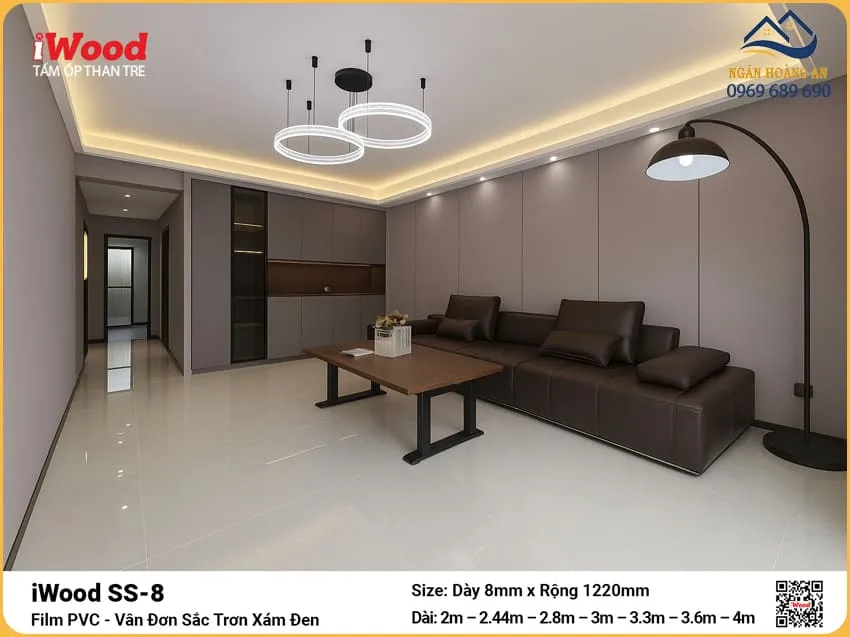 Tấm Than Tre iWood SS-8 Đơn Sắc Xám Đen Độ Dày Đa Dạng