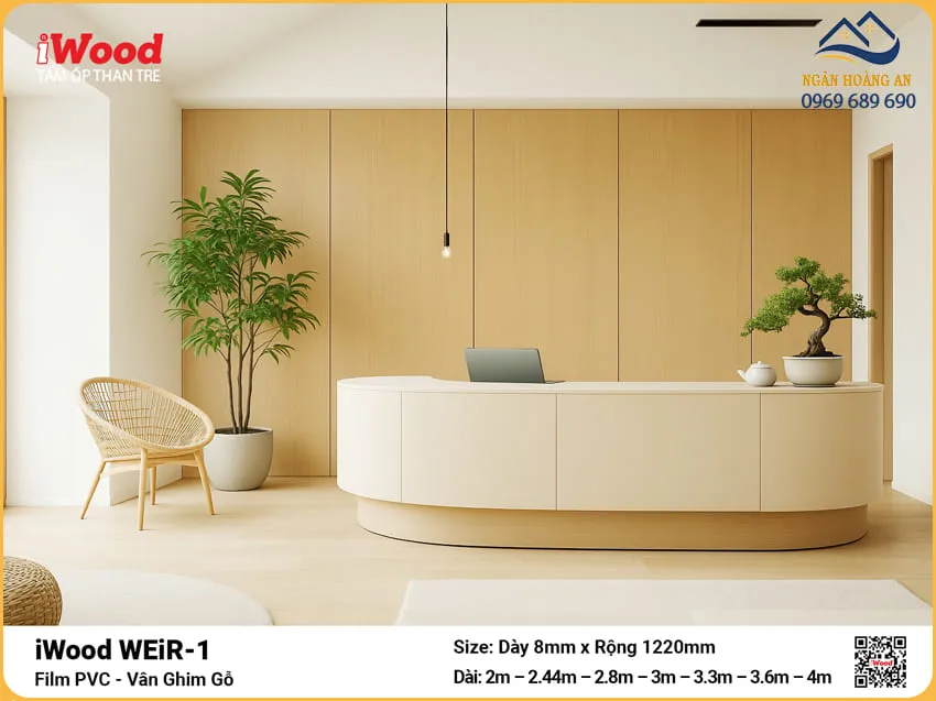 Tấm Than Tre iWood WEiR-1 Vân Ghim Gỗ Ốp Quầy Lễ Tân