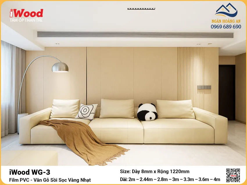 Tấm Than Tre iWood WG-3 Vân Gỗ Sồi Vàng Nhạt Độ Dày Đa Dạng