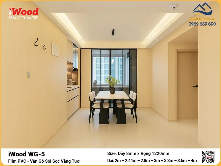 Tấm Than Tre iWood WG-5 Vân Gỗ Sồi Vàng Trang Trí Nội Thất