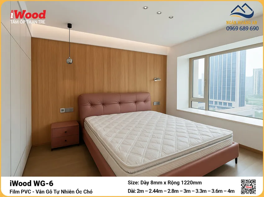 Tấm Than Tre iWood WG-6 Vân Gỗ Ốp Đầu Giường