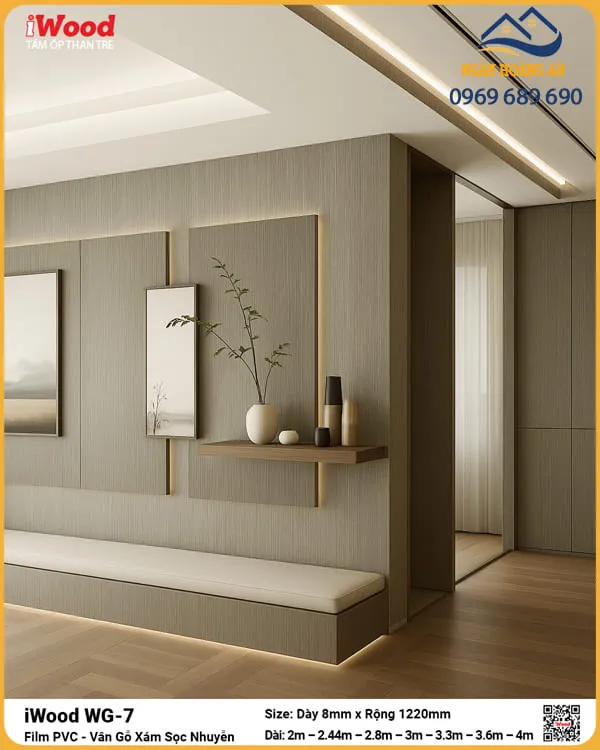 Tấm Than Tre iWood WG-7 Vân Gỗ Xám Cắt Theo Kích Thước