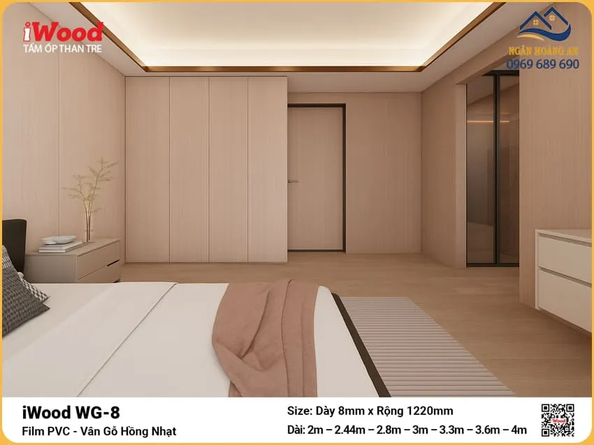 Tấm Than Tre iWood WG-8 Vân Gỗ Ốp Phòng Ngủ Sang Trọng