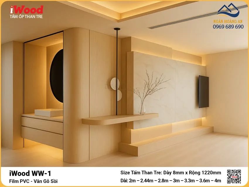 Tấm Than Tre iWood WW-1 Vân Gỗ Sồi Cắt Theo Kích Thước Tấm Than Tre iWood WW-1 Vân Gỗ Sồi Cắt Theo Kích Thước
