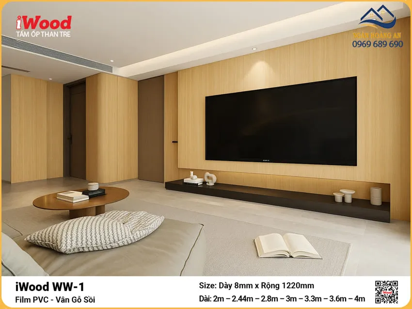 Tấm Than Tre iWood WW-1 Vân Gỗ Sồi Ốp Phòng Khách Tấm Than Tre iWood WW-1 Vân Gỗ Sồi Ốp Phòng Khách