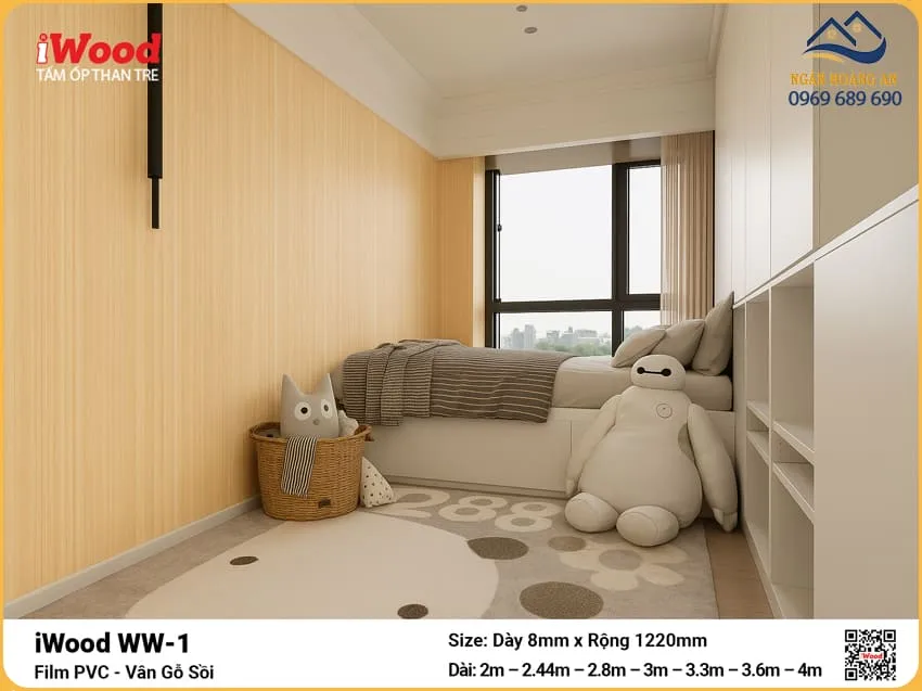 Tấm Than Tre iWood WW-1 Vân Gỗ Sồi Ốp Phòng Ngủ Tấm Than Tre iWood WW-1 Vân Gỗ Sồi Ốp Phòng Ngủ