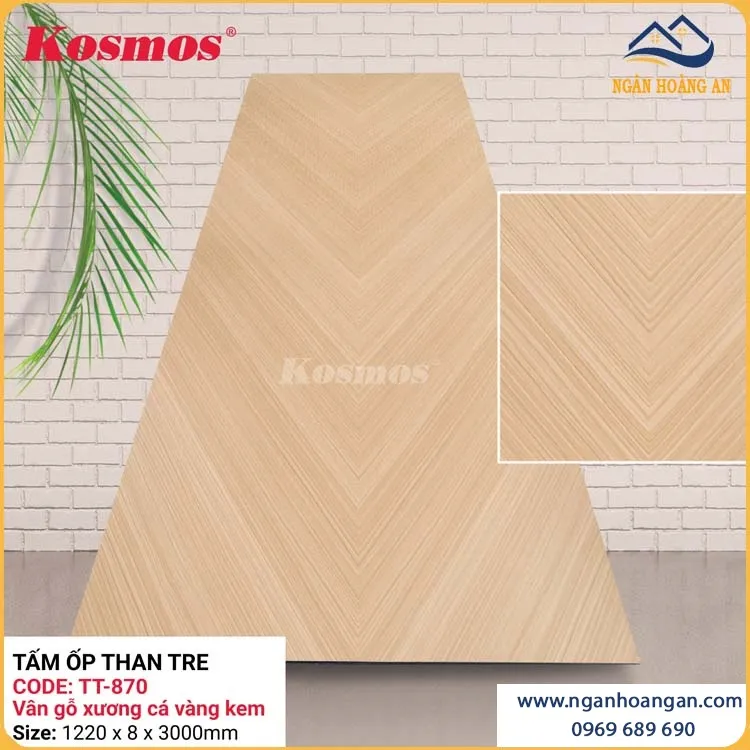Ưu Điểm Của Tấm Ốp Than Tre Vân Gỗ Xương Cá Vàng Kem Kosmos TT-870