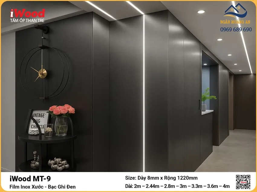 Tấm Than Tre MT-9 Film Inox Kim Loại Ốp Tường Hiện Đại