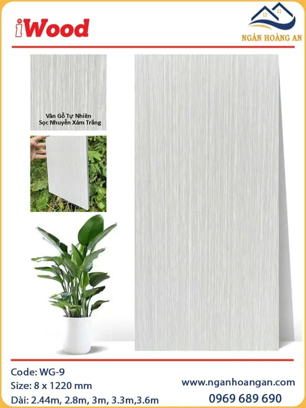 Tấm Than Tre Ốp Trần Vân Gỗ Xám Trắng Sọc Nhuyễn iWood WG-9