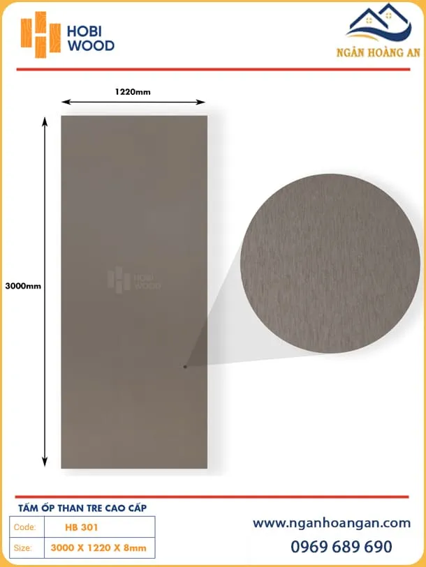 Tấm Than Tre Ốp Trần Vân Kim Loại Hobiwood HB 301