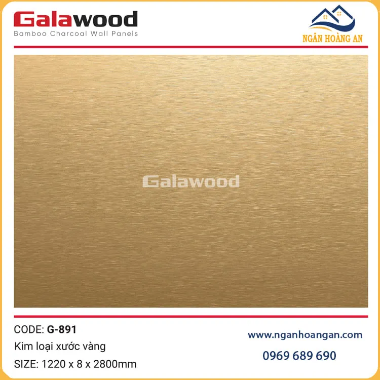 Tấm Than Tre Ốp Tường Đa Năng Kim Loại Xước Vàng Galawood G-891