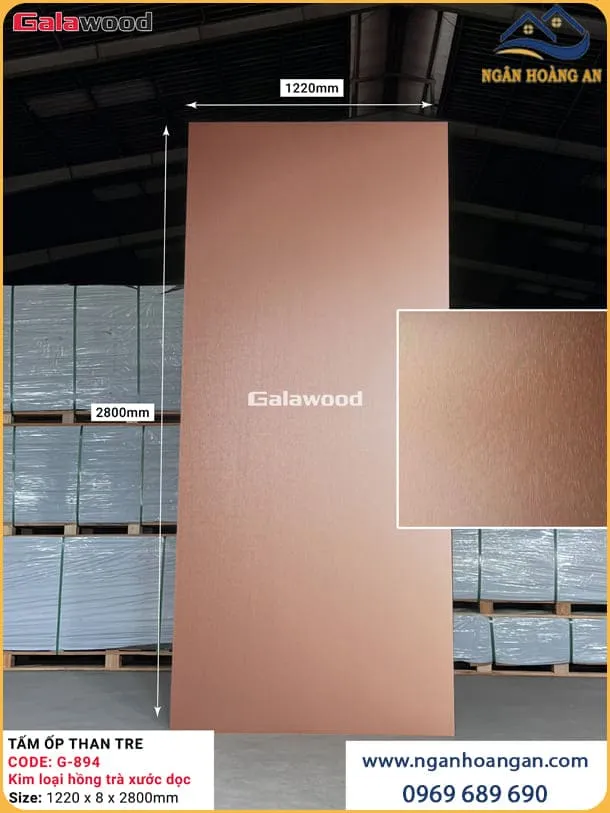 Tấm Ốp Than Tre Ốp Tường Kim Loại Hồng Ngọc Xước Galawood G-894