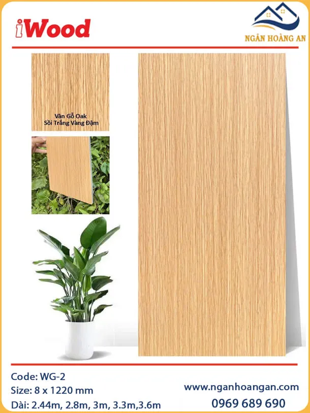 Tấm Than Tre Ốp Tường Vân Gỗ Oak Sọc Vàng Đậm iWood WG-2