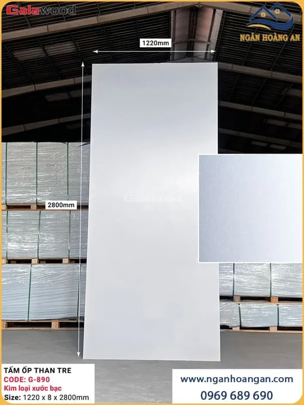 Tấm Ốp Than Tre Sợi Đa Dạng Kim Loại Xước Bạc Galawood G-890