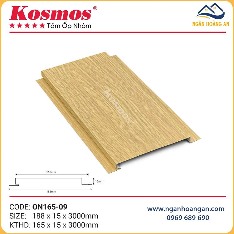 Tấm Trần Nhôm Phẳng Kosmos ON165-09 Vân Gỗ Vàng Sồi Nhạt Tấm Trần Nhôm Phẳng Kosmos ON165-09 Vân Gỗ Vàng Sồi Nhạt