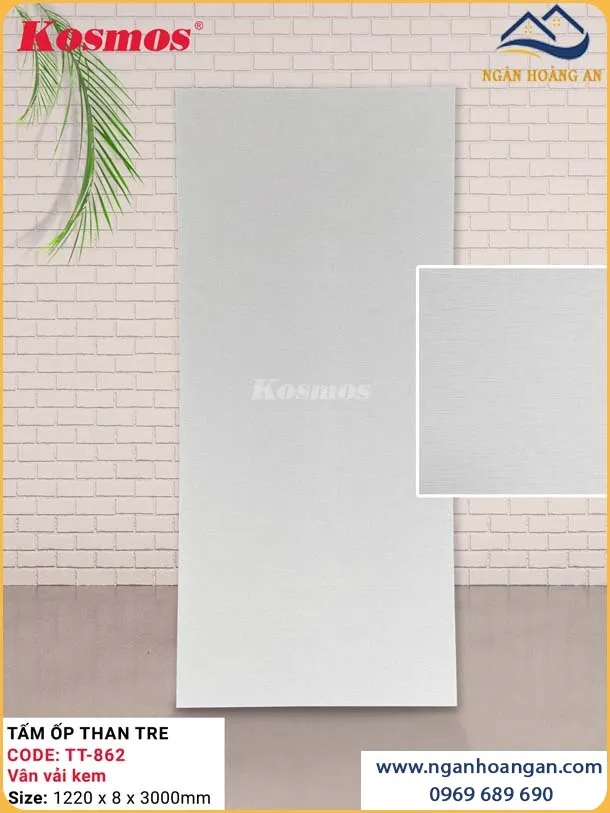 Cấu Tạo Ốp Tường Tấm Ốp Đa Năng Than Tre Vân Vải Kem Kosmos TT-862
