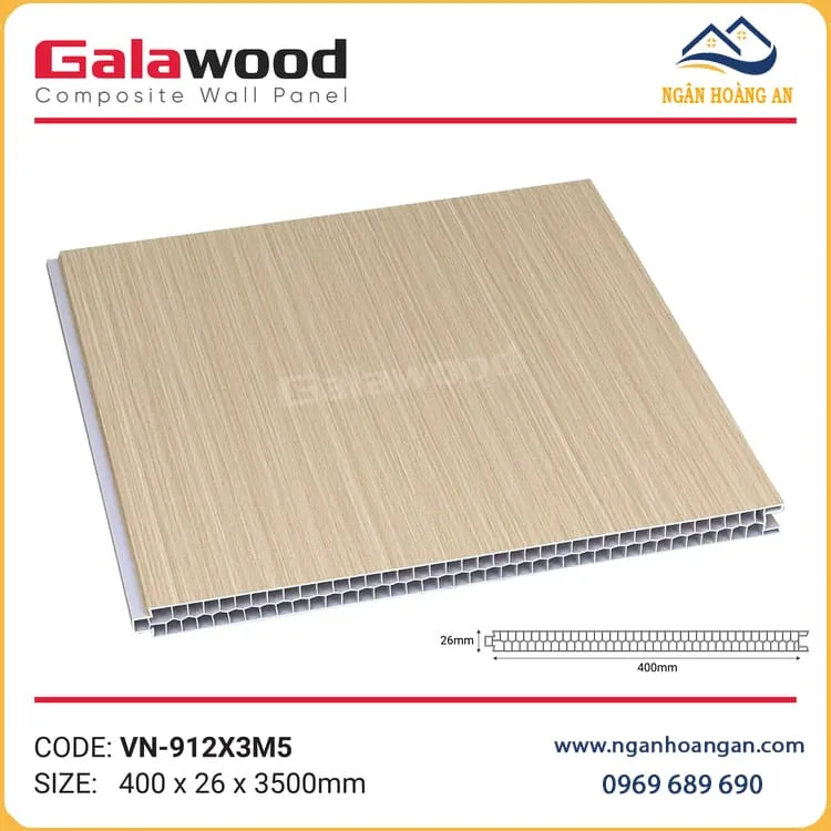 Tấm Vách Ngăn 2 Mặt PVC Giả Gỗ Galawood VN-912X3M5