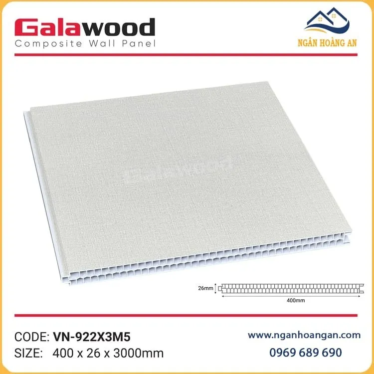 Tấm Vách Ngăn Phòng Ngủ Nhựa Giả Vân Vải Galawood VN-922X3M5