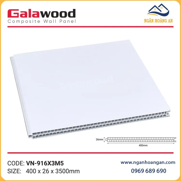 Tấm Vách Ngăn Phòng Nhựa PVC Trắng Trơn Galawood VN-916X3M5 Tấm Vách Ngăn Phòng Nhựa PVC Trắng Trơn Galawood VN-916X3M5
