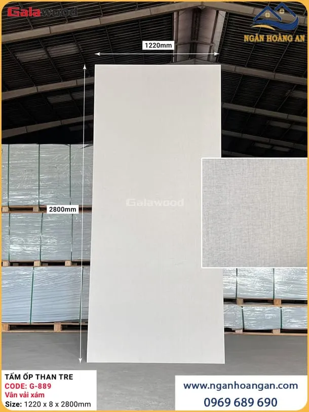 Tấm Ốp Than Tre Sợi Vân Vải Xám Galawood G-889