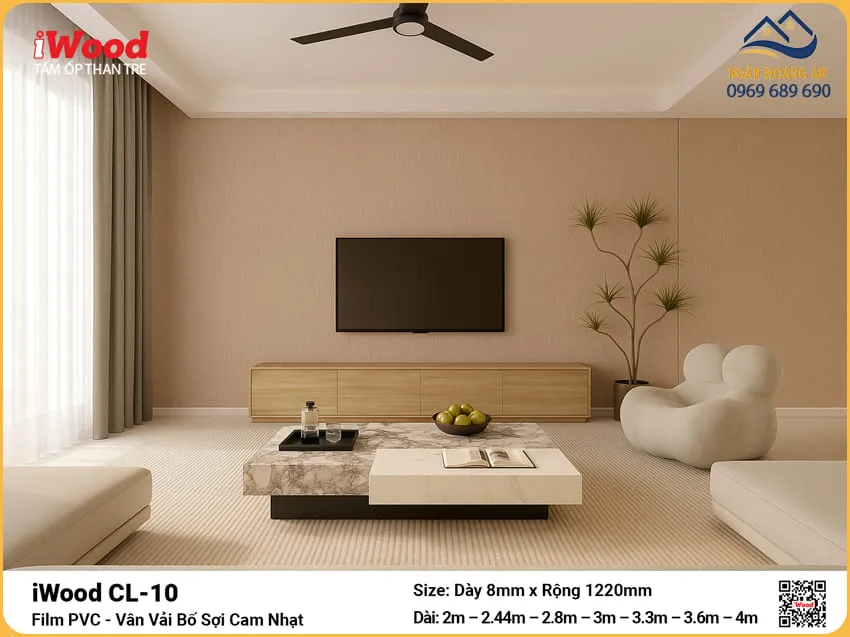 Than Tre iWood CL-10 Vân Vải Bố Ốp Phòng Khách