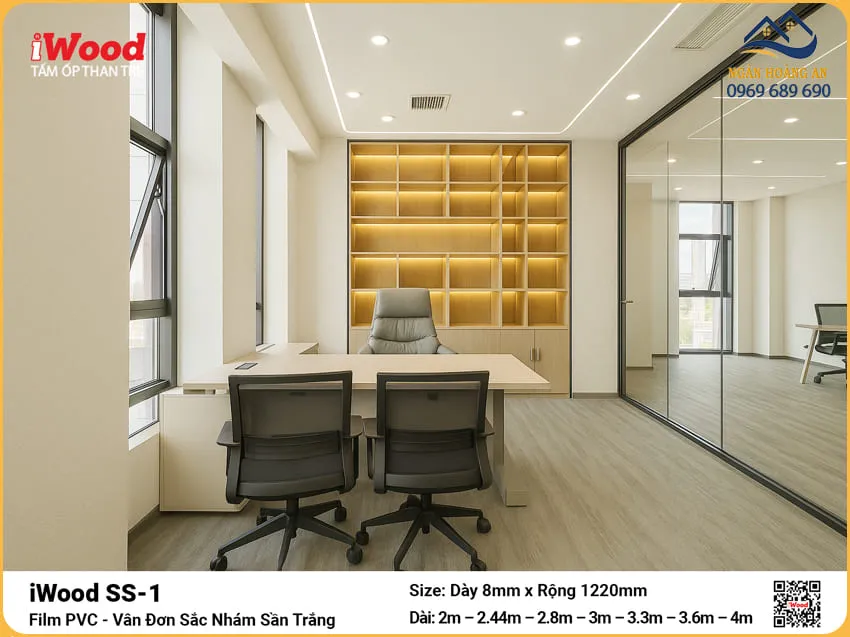 Than Tre iWood SS-1 Đơn Sắc Trắng Ốp Phòng Làm Việc