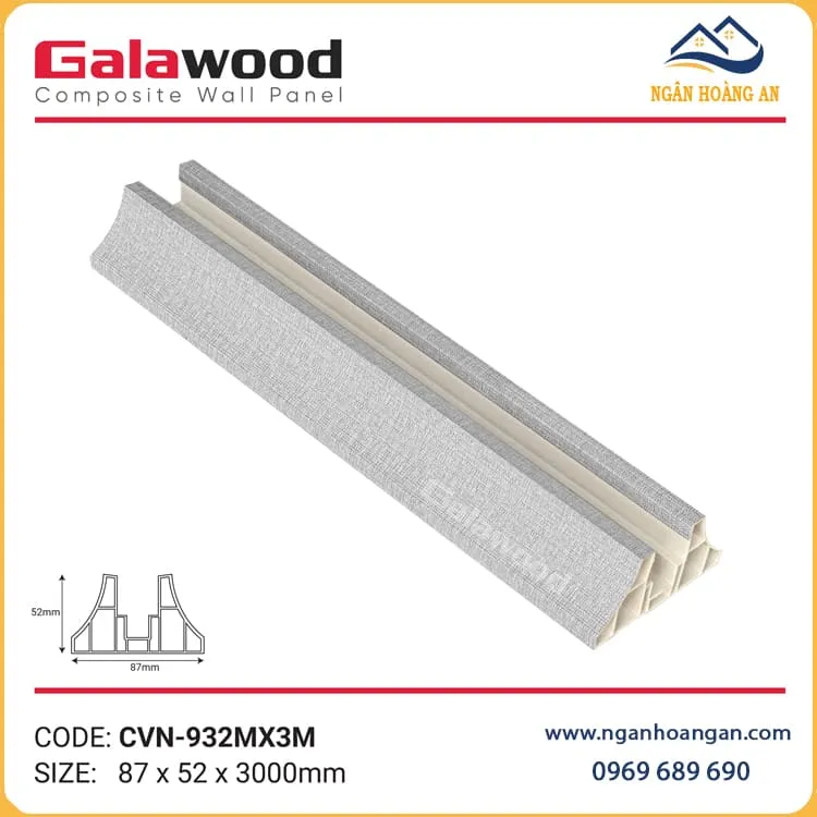 Thanh Chân Vách Ngăn PVC Galawood CVN-932MX3M Vân Vải Xám Thanh Chân Vách Ngăn PVC Galawood CVN-932MX3M Vân Vải Xám