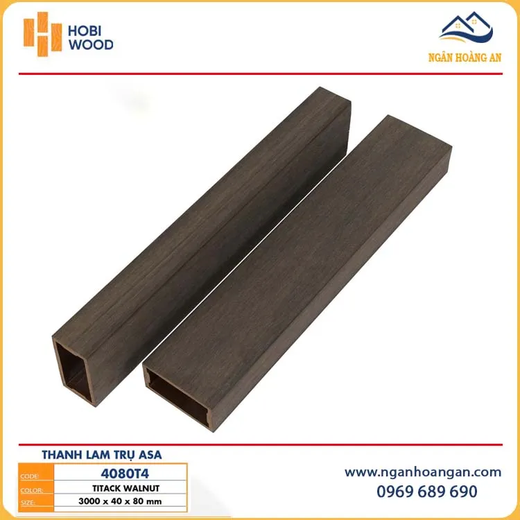 Thanh Lam Che Nắng Gỗ Nhựa Ngoài Trời Phủ ASA Hobiwood 4080T4