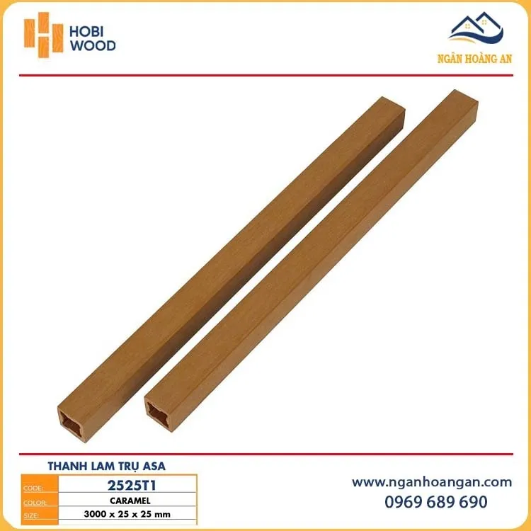 Thanh Lam Gỗ Nhựa Ngoài Trời Phủ ASA HobiWood 2525T1