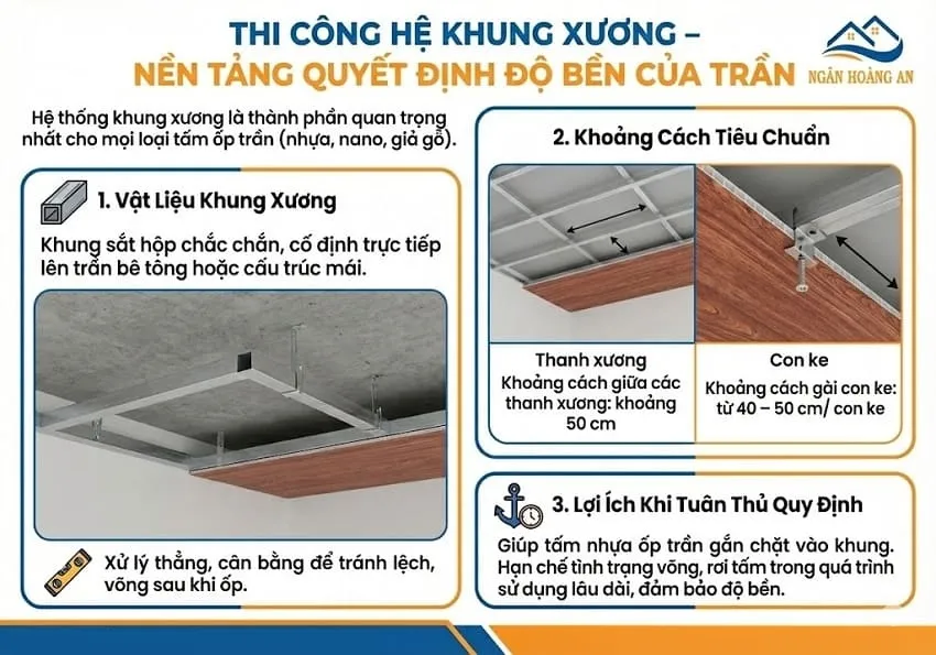 Thi Công Hệ Khung Xương – Nền Tảng Quyết Định Độ Bền Của Trần