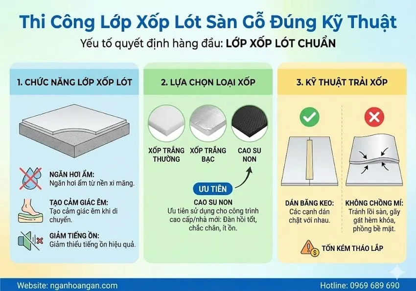 Thi Công Lớp Xốp Lót Sàn Gỗ Đúng Kỹ Thuật