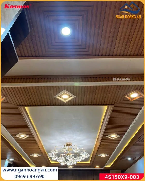 Ốp Trần Giật Cấp Nhựa Giả Gỗ Vân Gỗ Sắc Nét Sang Trọng 