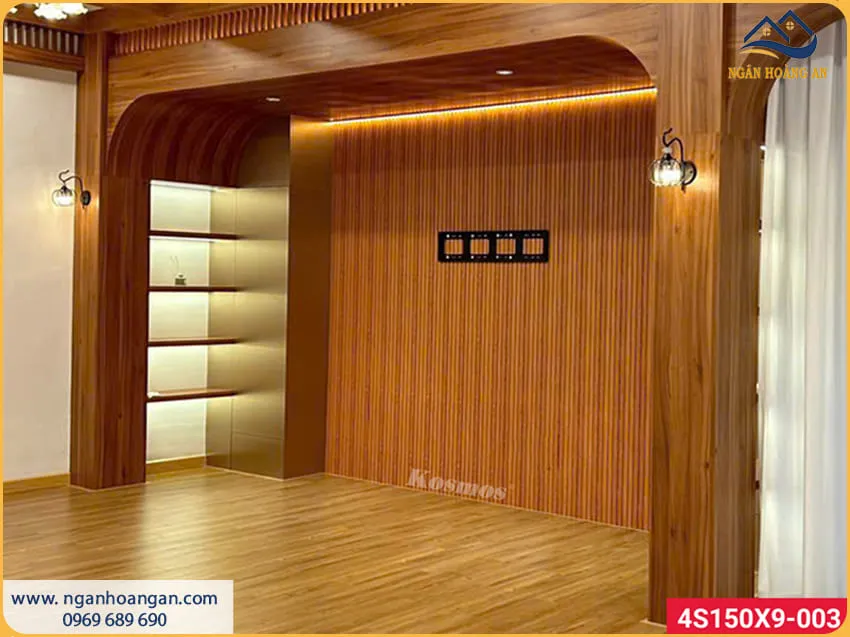 Thi Công Ốp Tường Phòng Khách Bằng Tấm Nhựa Lam Sóng